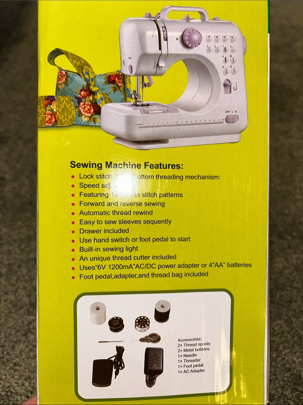 Mini Multifunctional Household Sewing Machine - White & Light Purple - Picture 3 of 3